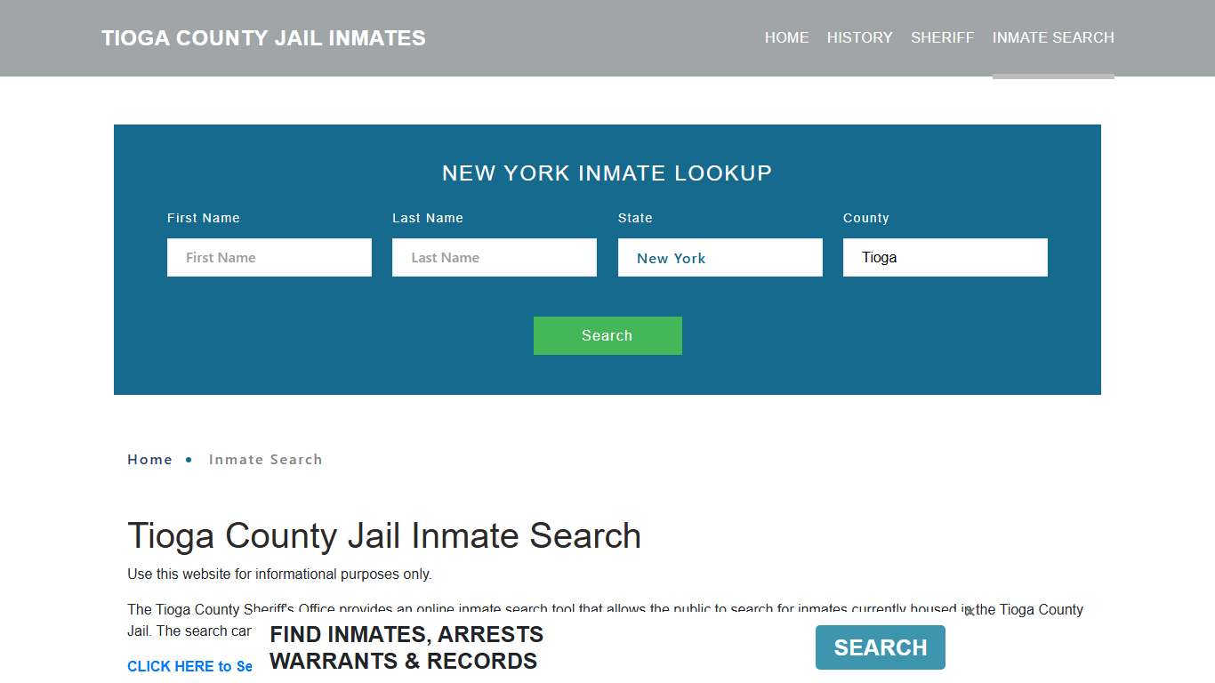Tioga County, NY Detainee Lookup