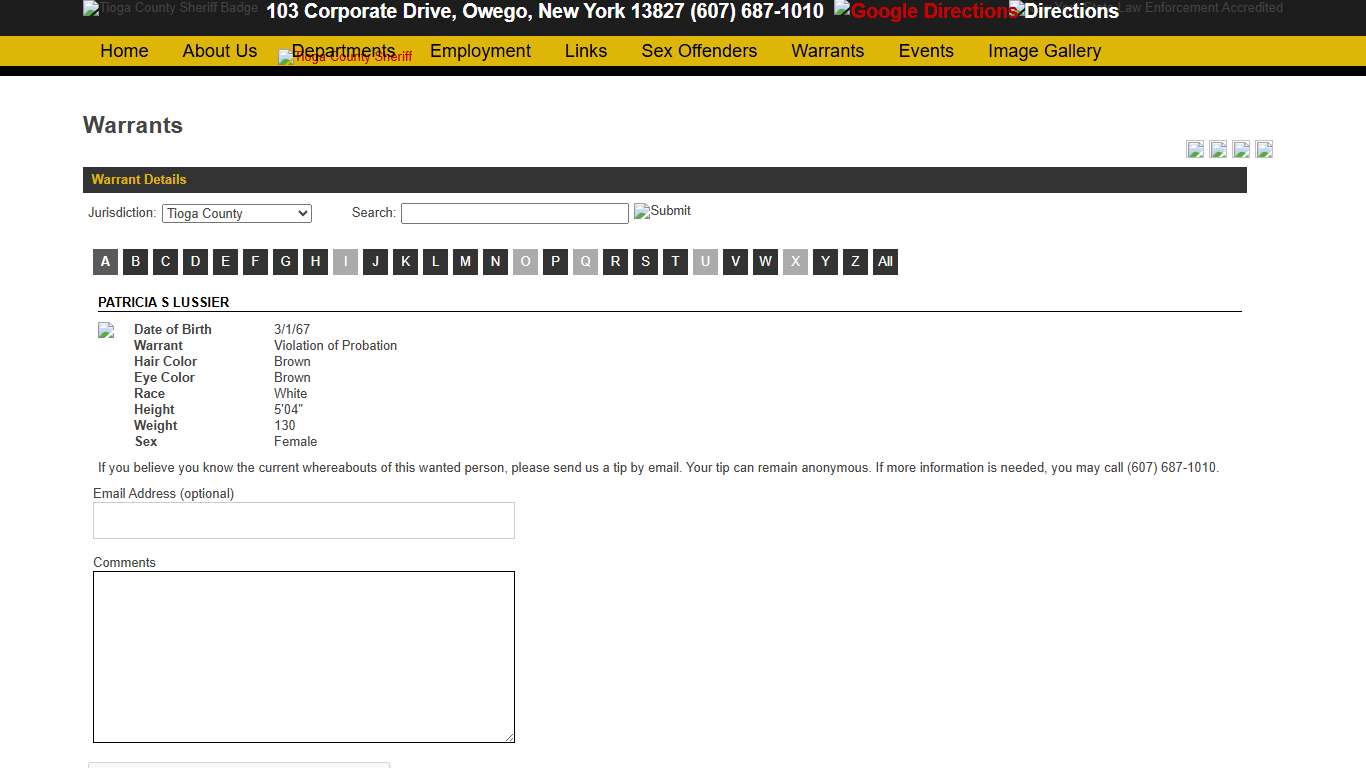 Warrants tiogacountysheriff.com